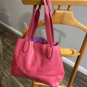 Coach Derby Tote F58660 Strawberry Red Pebbled Leather Large Shoulder Bag